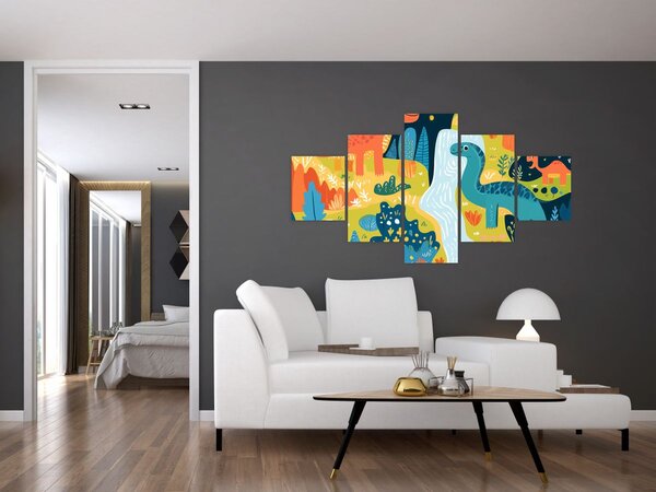 Obraz - Wesołe dinozaury (125x70 cm)