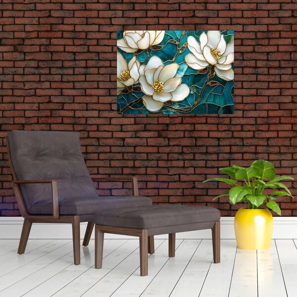 Obraz - Witraż z magnolią (70x50 cm)