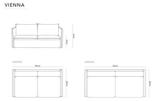 Różowa aksamitna rozkładana sofa 214 cm Vienna – Cosmopolitan Design