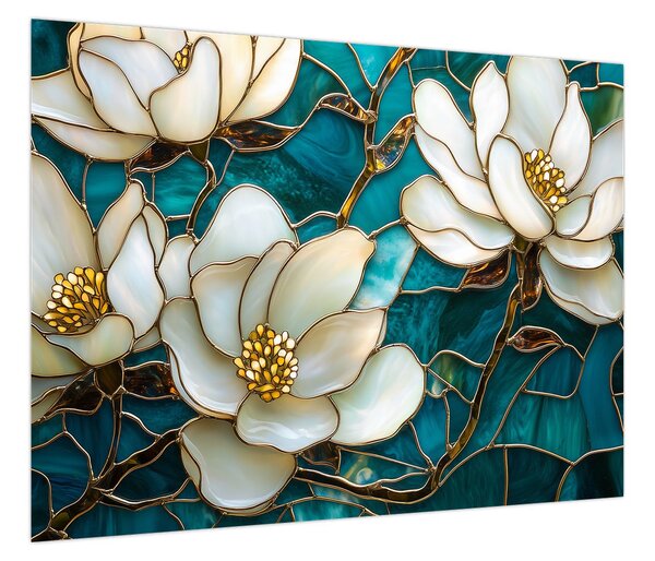 Obraz - Witraż z magnolią (70x50 cm)