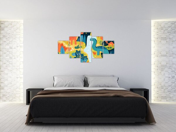 Obraz - Wesołe dinozaury (125x70 cm)