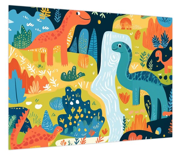 Obraz - Wesołe dinozaury (70x50 cm)