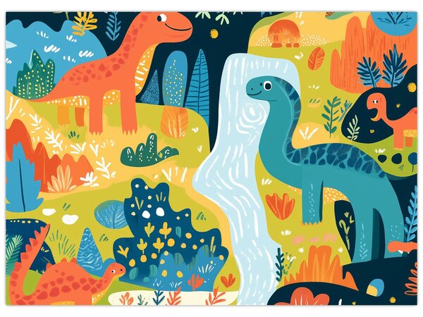 Obraz - Wesołe dinozaury (70x50 cm)