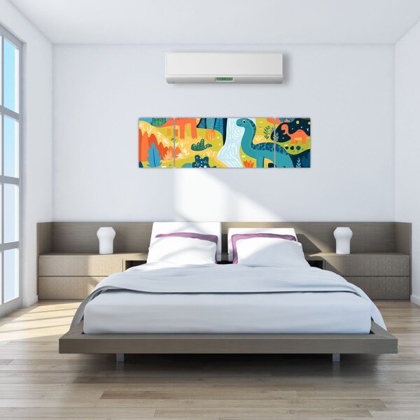 Obraz - Wesołe dinozaury (170x50 cm)