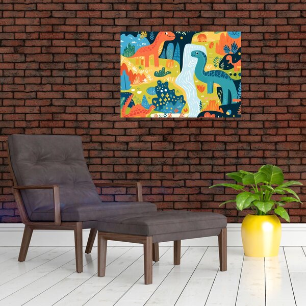 Obraz - Wesołe dinozaury (70x50 cm)