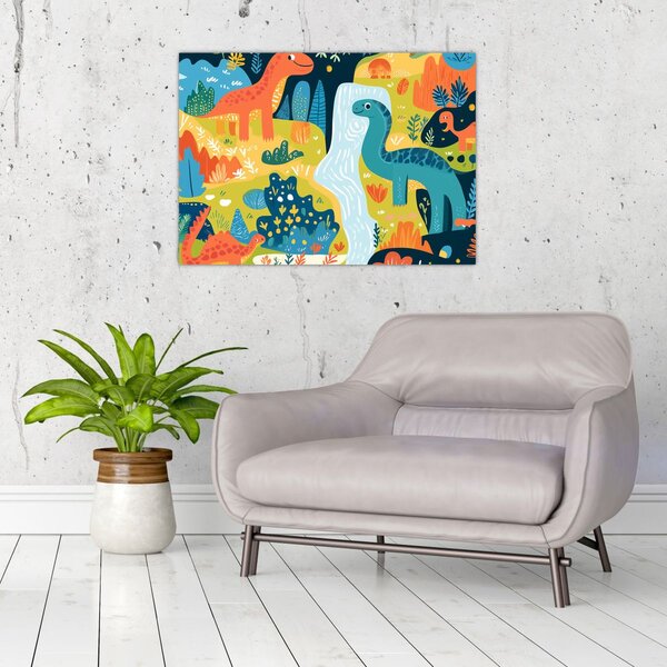 Obraz - Wesołe dinozaury (70x50 cm)