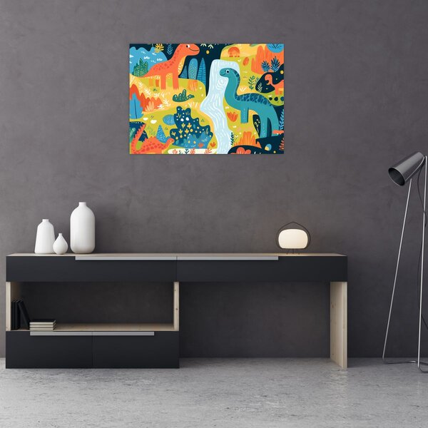 Obraz - Wesołe dinozaury (70x50 cm)
