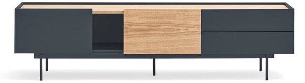 Antracytowo-naturalna szafka pod TV w dekorze dębu 180x45 cm Otto – Teulat
