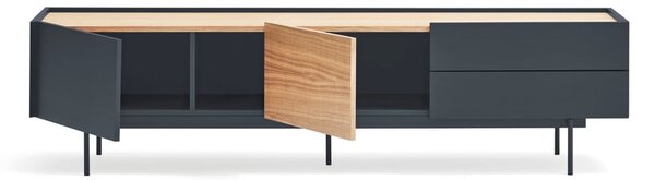 Antracytowo-naturalna szafka pod TV w dekorze dębu 180x45 cm Otto – Teulat