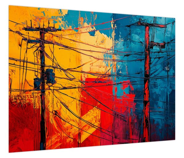 Obraz - Abstrakcyjne linie elektryczne (70x50 cm)