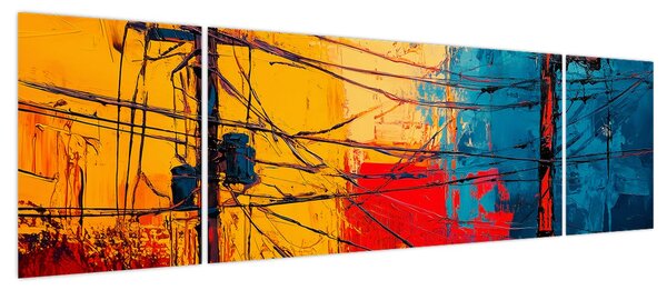 Obraz - Abstrakcyjne linie elektryczne (170x50 cm)