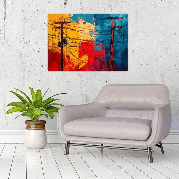 Obraz - Abstrakcyjne linie elektryczne (70x50 cm)