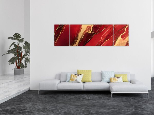 Obraz - Czerwono-złoty marmur (170x50 cm)