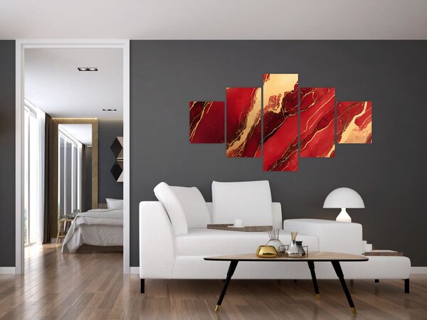 Obraz - Czerwono-złoty marmur (125x70 cm)