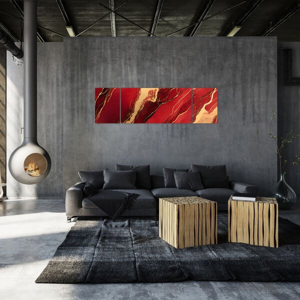 Obraz - Czerwono-złoty marmur (170x50 cm)