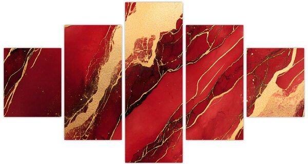 Obraz - Czerwono-złoty marmur (125x70 cm)