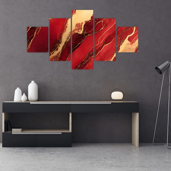 Obraz - Czerwono-złoty marmur (125x70 cm)