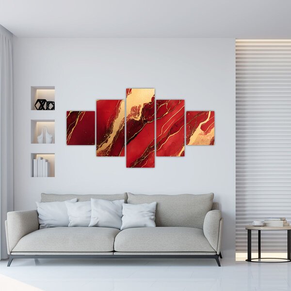 Obraz - Czerwono-złoty marmur (125x70 cm)