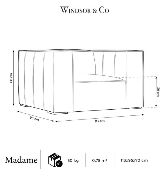 Jasnobrązowy skórzany fotel Madame – Windsor & Co Sofas