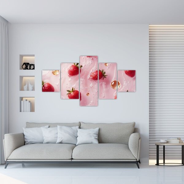 Obraz - Truskawki w bąbelkach (125x70 cm)