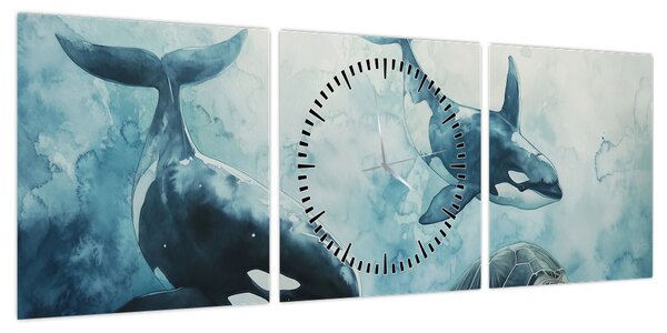 Obraz - Malowidło podwodne (z zegarem) (90x30 cm)
