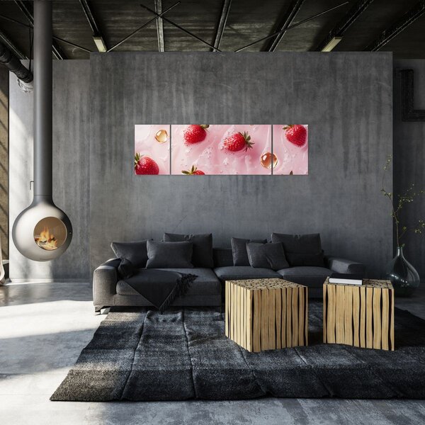 Obraz - Truskawki w bąbelkach (170x50 cm)