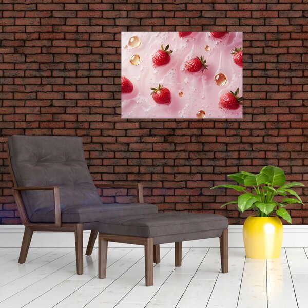 Obraz - Truskawki w bąbelkach (70x50 cm)