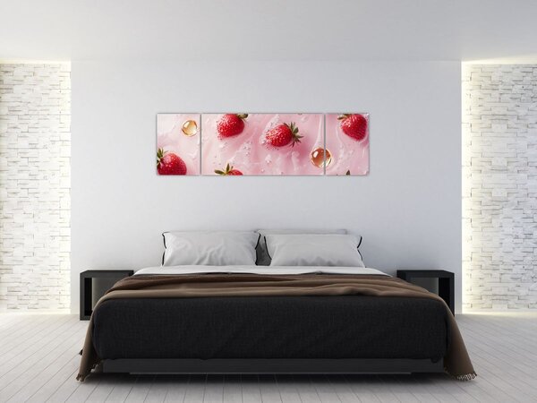 Obraz - Truskawki w bąbelkach (170x50 cm)