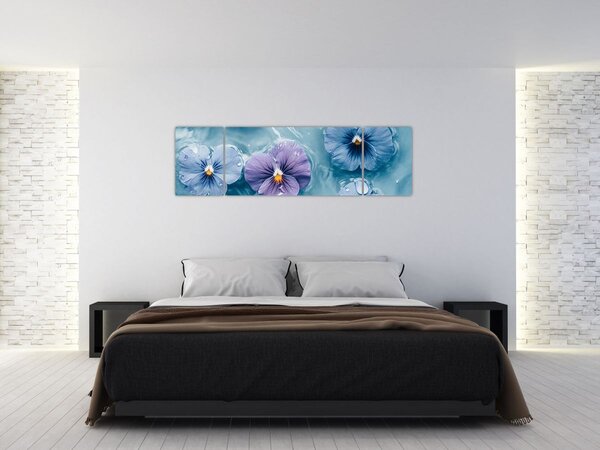 Obraz - Fiołki w wodzie (170x50 cm)