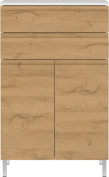 Biała niska szafka łazienkowa w dekorze dębu 60x97 cm Torrance – Germania