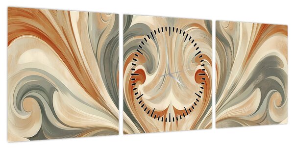 Obraz - Wiry w ziemistych barwach (z zegarem) (90x30 cm)