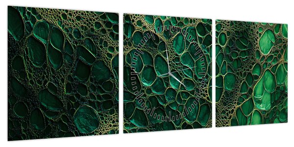 Obraz - Zielony mikroskopowy obraz (z zegarem) (90x30 cm)