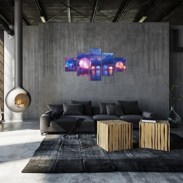Obraz - Planety na wodzie (125x70 cm)