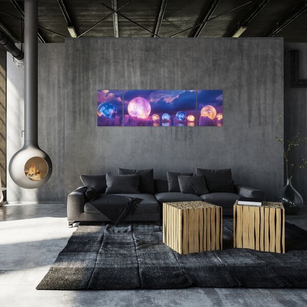 Obraz - Planety na wodzie (170x50 cm)
