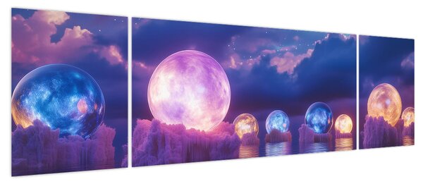 Obraz - Planety na wodzie (170x50 cm)