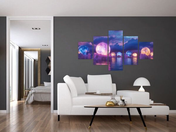 Obraz - Planety na wodzie (125x70 cm)