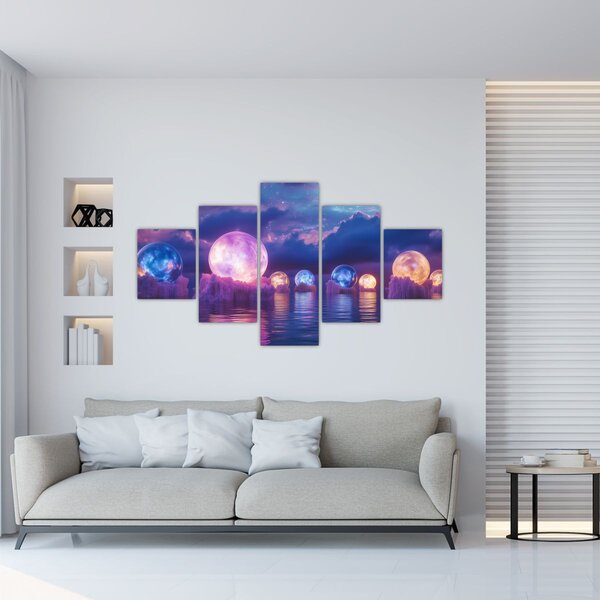 Obraz - Planety na wodzie (125x70 cm)