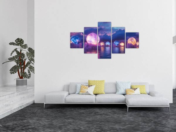 Obraz - Planety na wodzie (125x70 cm)