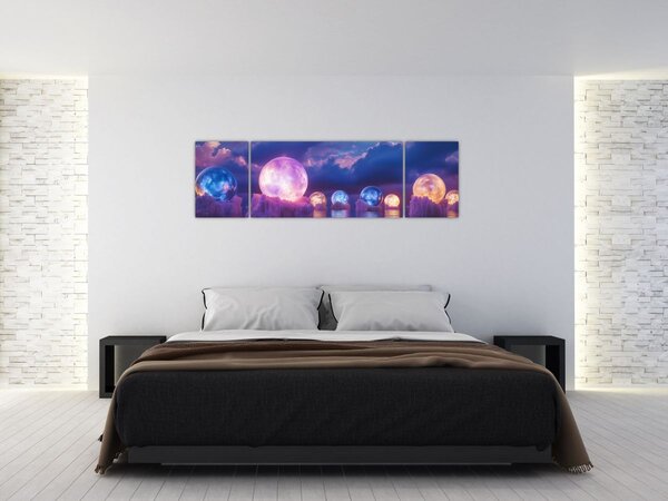 Obraz - Planety na wodzie (170x50 cm)