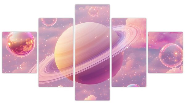 Obraz - Różowa planeta (125x70 cm)
