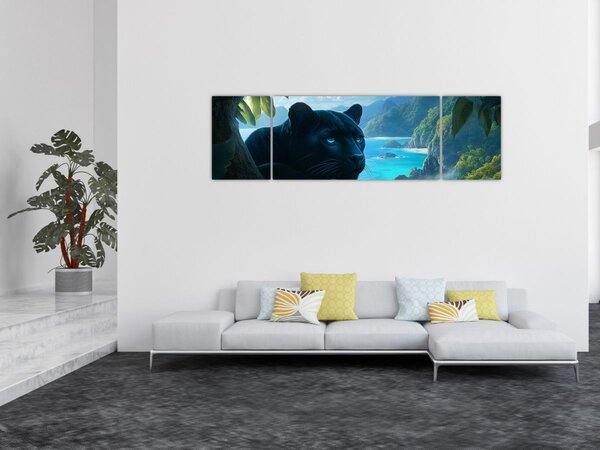 Obraz - Czarny panter w dżungli (170x50 cm)