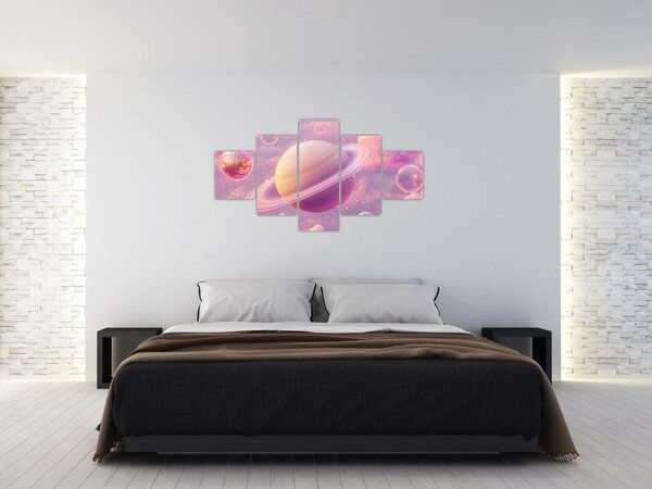 Obraz - Różowa planeta (125x70 cm)