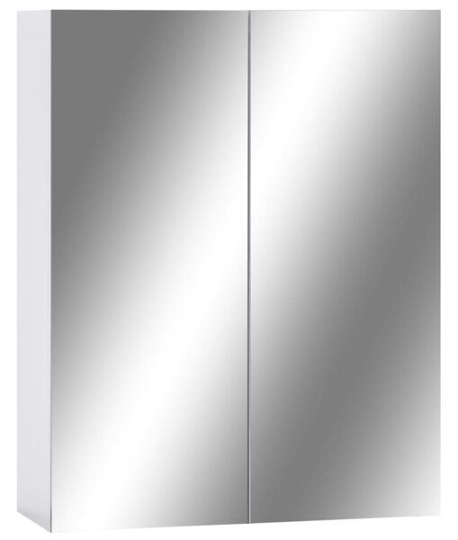 Szafka łazienkowa z lustrem, biała, 60x15x75 cm, mdf