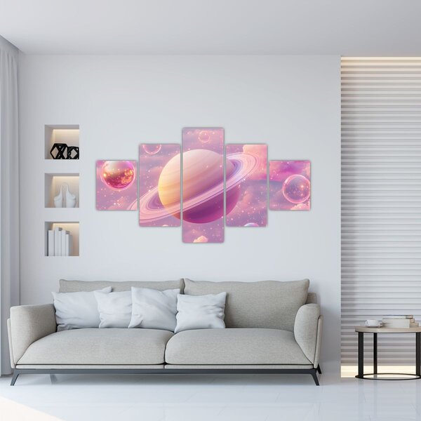 Obraz - Różowa planeta (125x70 cm)