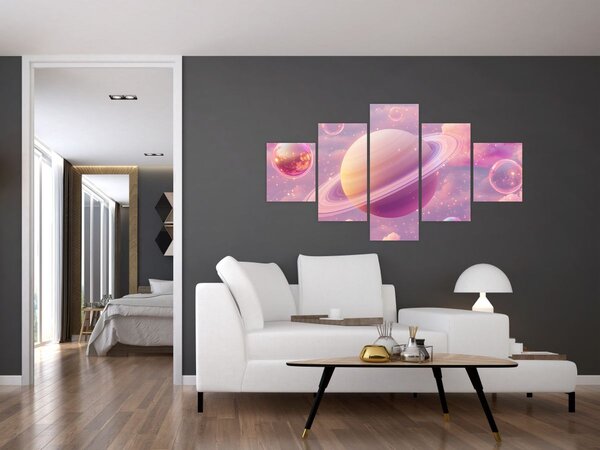 Obraz - Różowa planeta (125x70 cm)