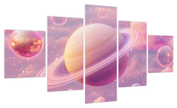 Obraz - Różowa planeta (125x70 cm)