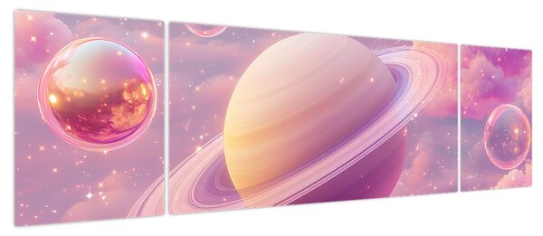 Obraz - Różowa planeta (170x50 cm)