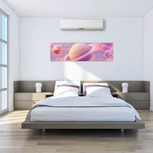 Obraz - Różowa planeta (170x50 cm)