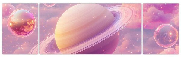 Obraz - Różowa planeta (170x50 cm)