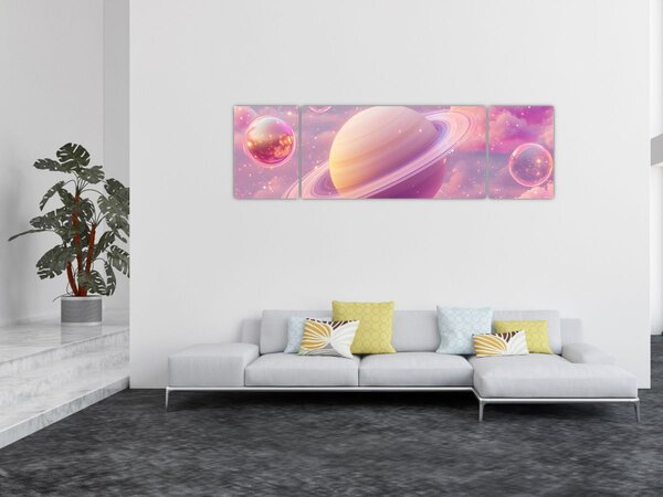 Obraz - Różowa planeta (170x50 cm)